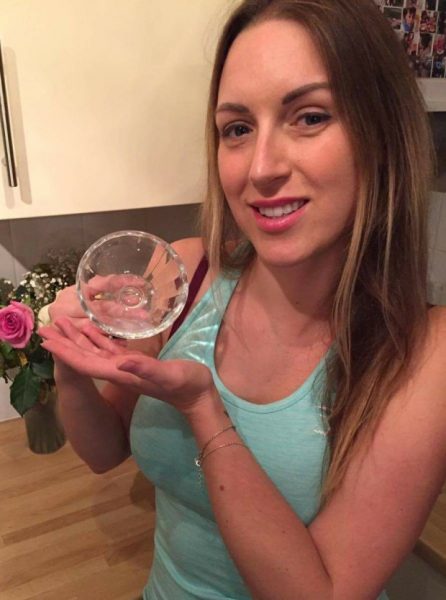 Showing off her treasured sperm