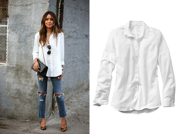 A button down shirt on jean