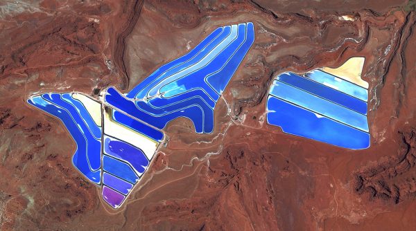 Moab potash evaporation ponds in Utah, USA