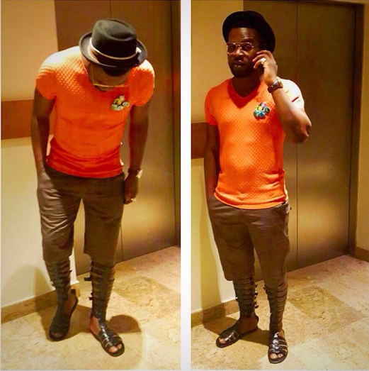 Falz wearing black gladiators