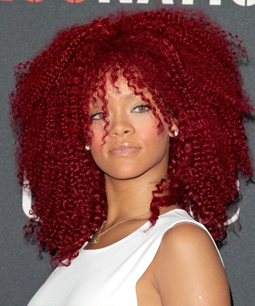 Rihanna in curly red afro