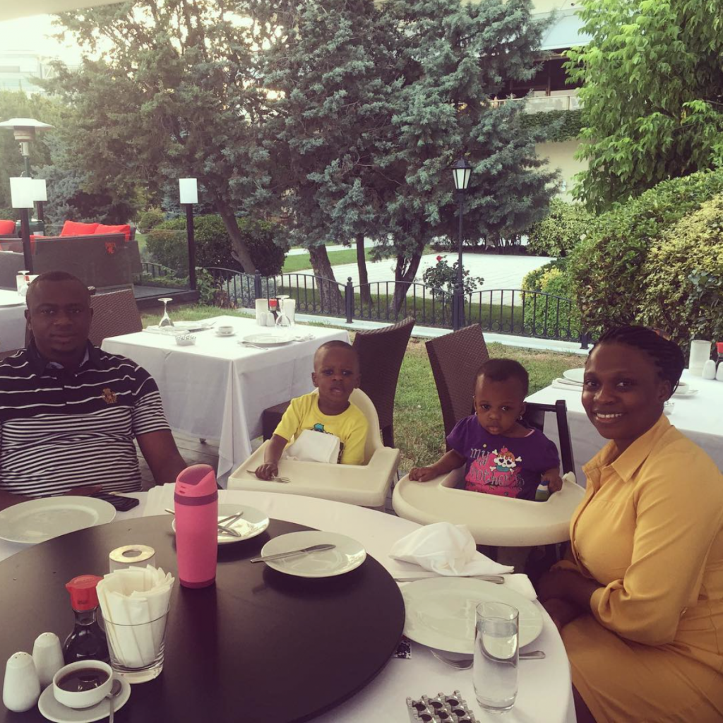 Aisha with her husband and kids.