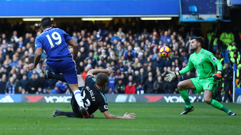 Chelsea's Diego Costa scores
