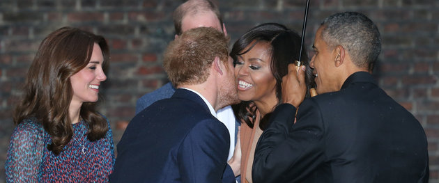Then he finally got to steal a kiss from her... And Obama be like; Easy Harry, EASY!