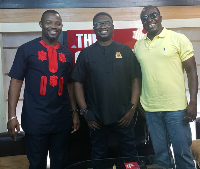 Emma Ugolee with Ali Baba and Okey Bakassi. Credit: IG