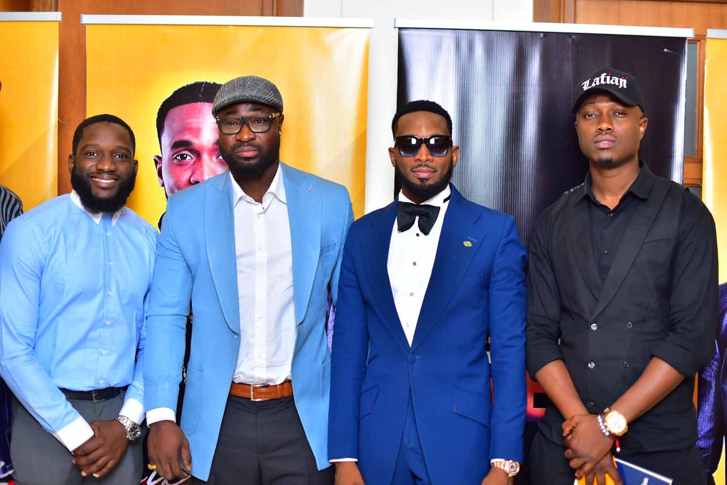 L-R DJ Obi, harrysong, dbanj and vector at cream draw of the year