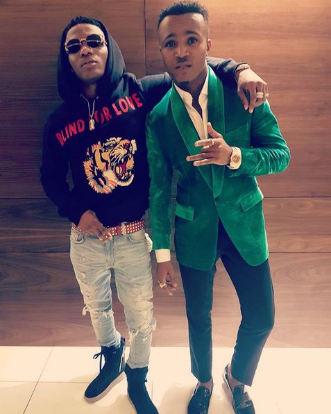 Wizkid, here with Humblesmith, made a surprise appearance at the ceremony