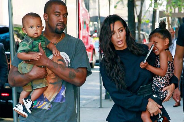 Kanye West, Kim Kardashian with their children North and Saint
