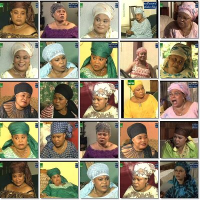 A collage of different roles Sola Sobowale has played