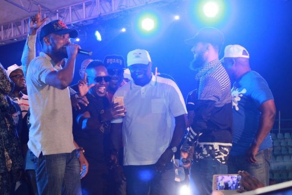 Governor Ambode taking a selfie with Shina Peters, MI and Phyno at One Lagos Fiesta