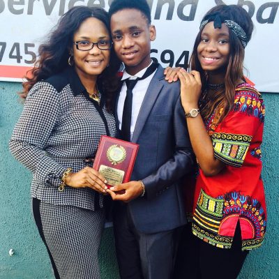 Iyabo Ojo and her two teenage children.