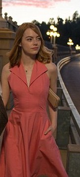 Emma Stone coral dress in La La Land