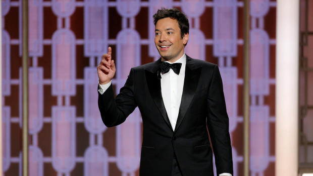 Host Jimmy Fallon presents during the 74th Annual Golden Globe Awards show in Beverly Hills, California. Credit: Paul Drinkwater/NBC/REUTERS