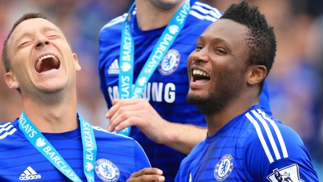 Happy Moments: Mikel Obi and team captain, John Terry who is the longest serving player at any Premier League club. Photo: Various