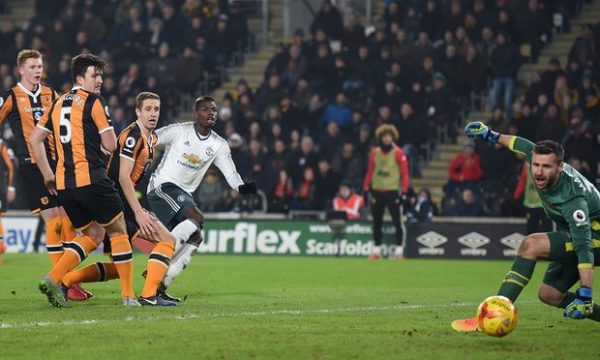 Pogba scores. Photo: Martin Rickett/PA