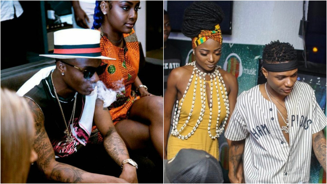 Wizkid with Justin Skye (Left) and Efya (Right)