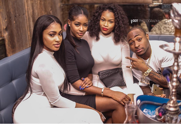 Davido and his Guinean girlfriend Sira Kante (in Black) with other.